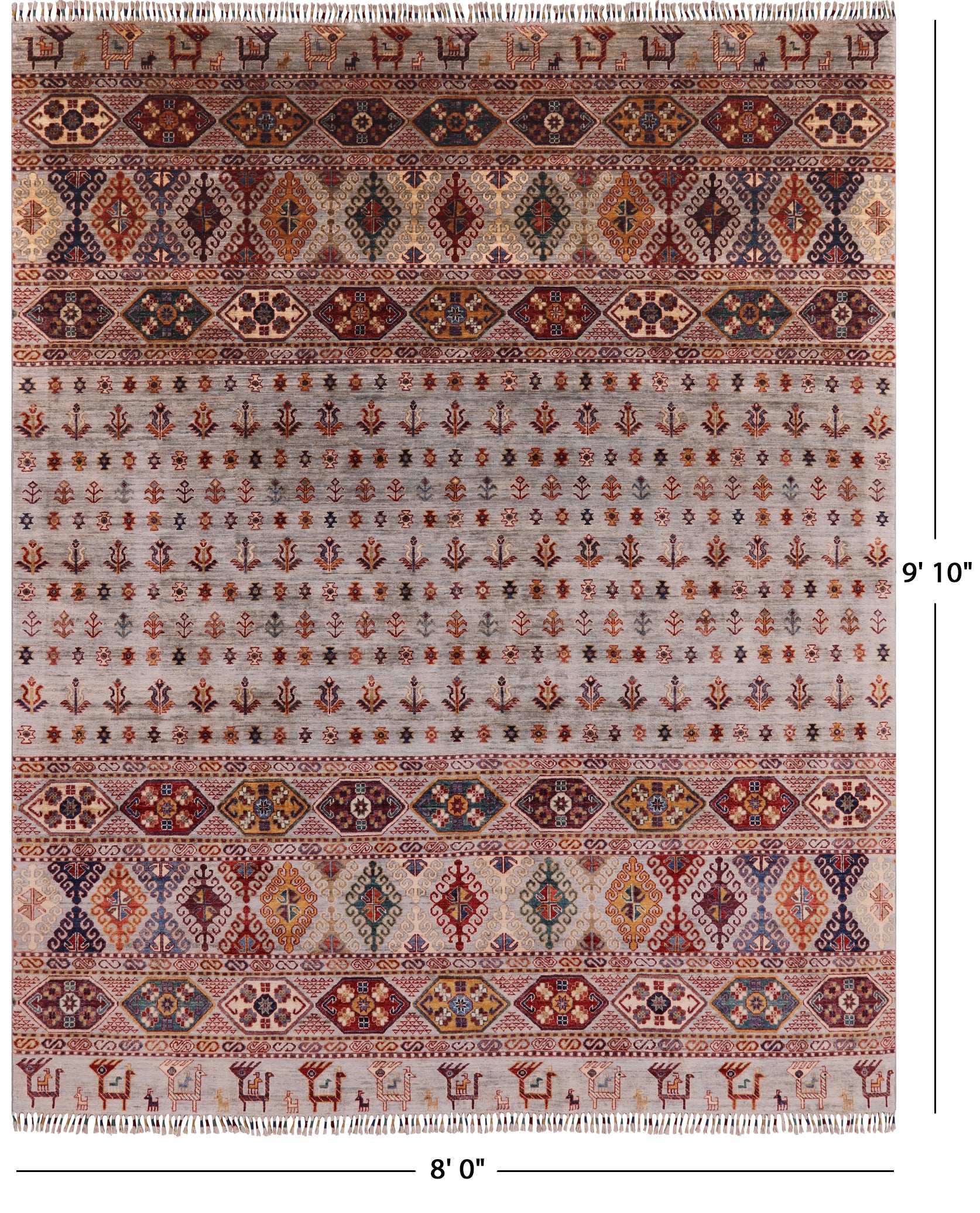 Tribal Persian Gabbeh Hand Knotted Wool Rug - 8' 0" X 9' 10" - Golden Nile