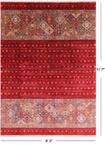 Red Khorjin Persian Gabbeh Hand Knotted Wool Rug - 8' 3" X 11' 7" - Golden Nile