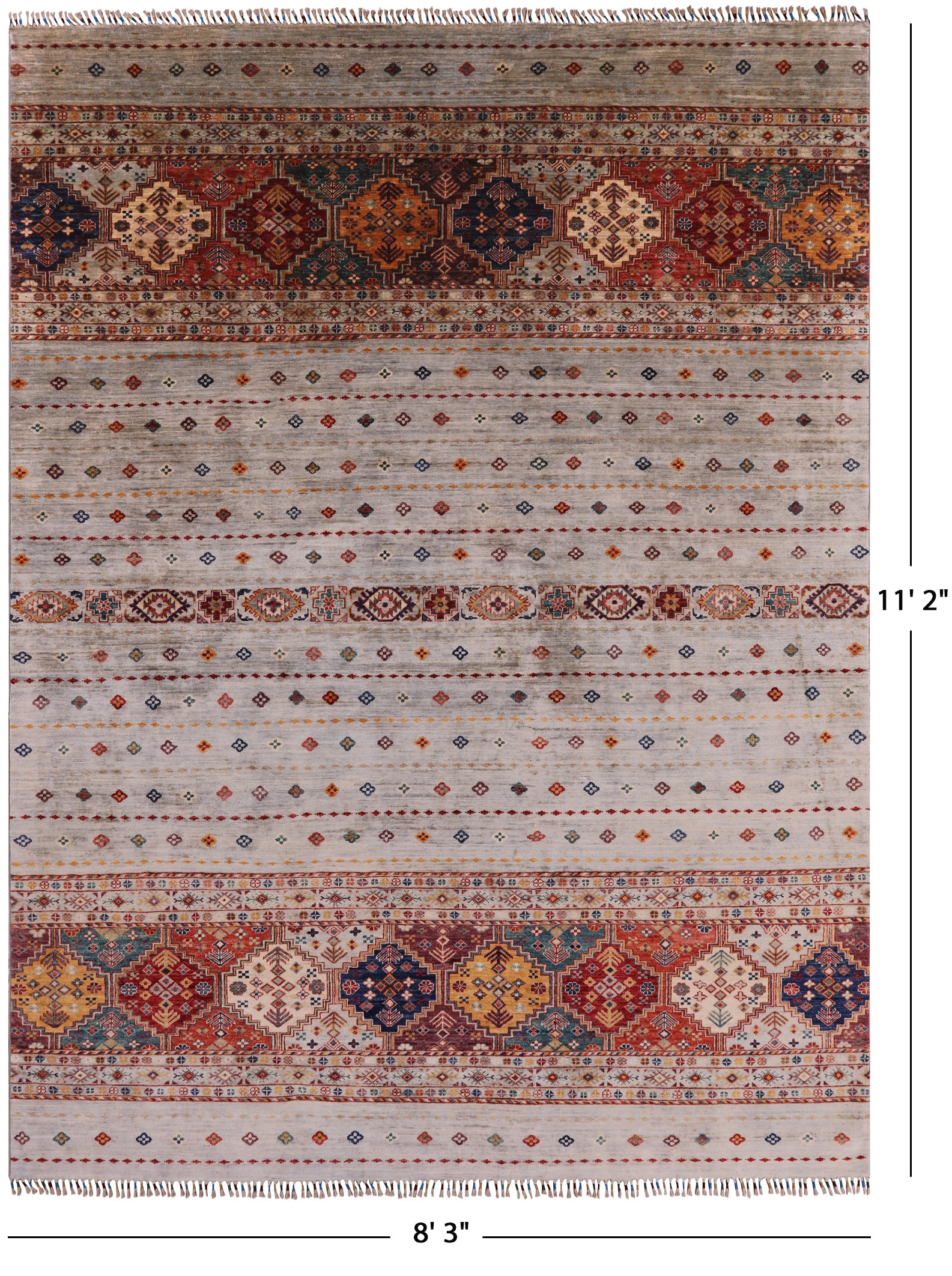 Khorjin Persian Gabbeh Hand Knotted Wool Area Rug - 8' 3" X 11' 2" - Golden Nile