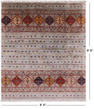 Khorjin Persian Gabbeh Handmade Wool Rug - 8' 4" X 9' 9" - Golden Nile