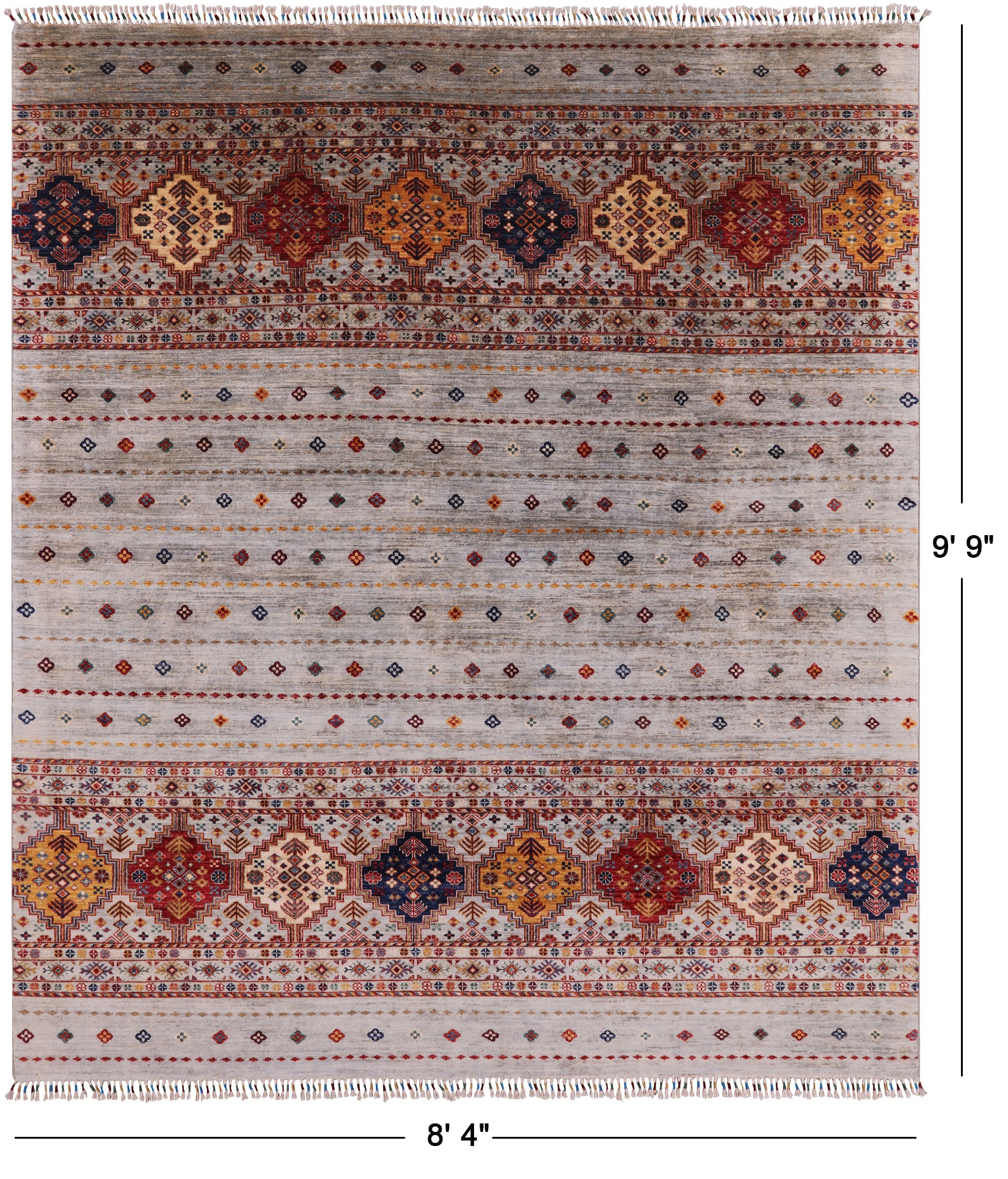 Khorjin Persian Gabbeh Handmade Wool Rug - 8' 4" X 9' 9" - Golden Nile
