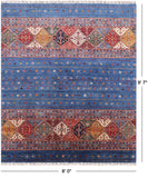 Blue Khorjin Persian Gabbeh Hand Knotted Wool Area Rug - 8' 0" X 9' 7" - Golden Nile