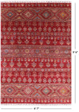 Red Persian Gabbeh Hand Knotted Wool Area Rug - 6' 7" X 9' 6" - Golden Nile
