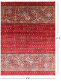 Red Khorjin Persian Gabbeh Handmade Wool Area Rug - 8' 4" X 11' 3" - Golden Nile