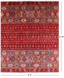 Red Persian Tribal Gabbeh Hand Knotted Wool Area Rug - 8' 3" X 9' 10" - Golden Nile
