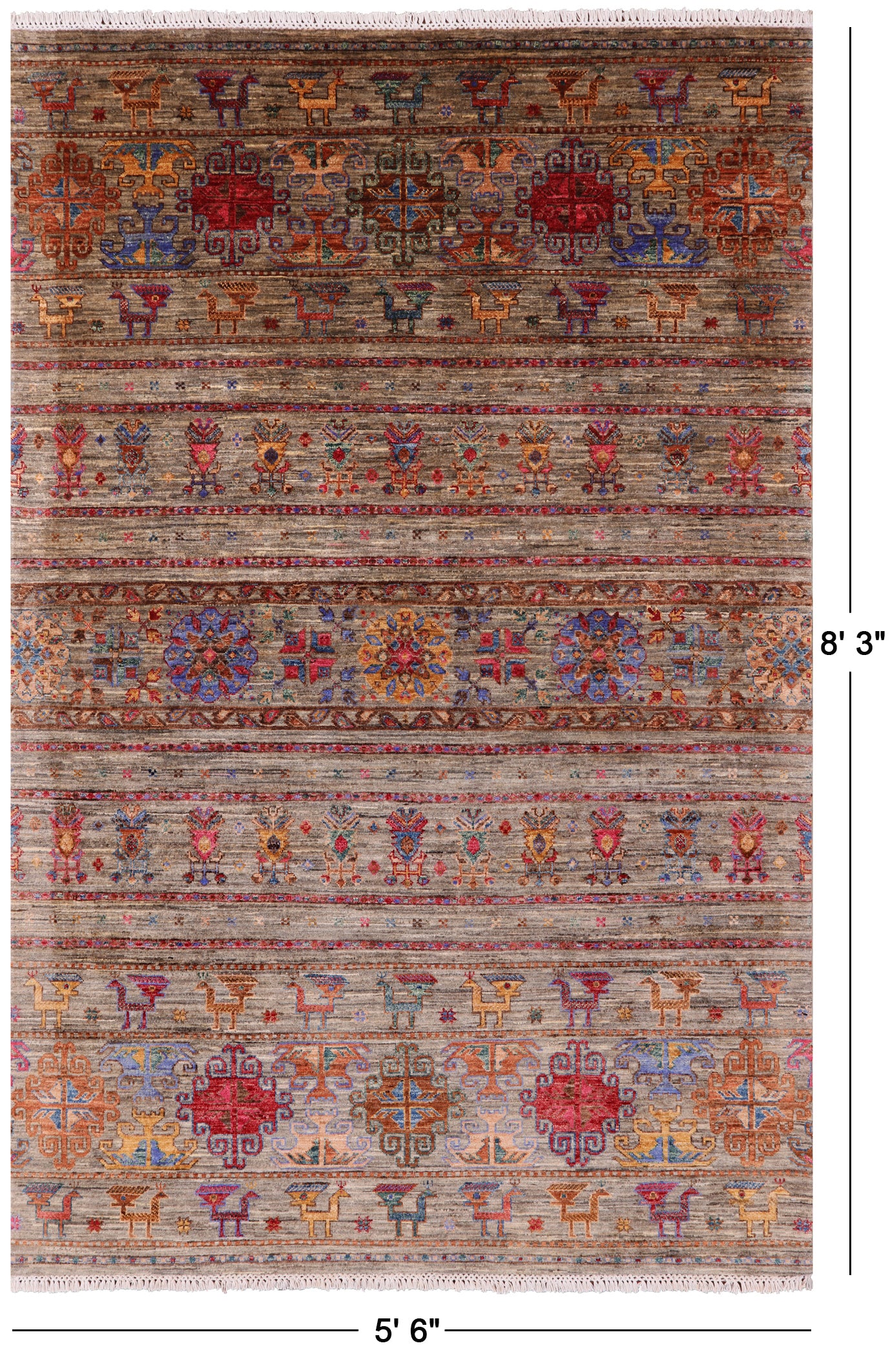 Persian Gabbeh Handmade Wool Area Rug - 5' 6" X 8' 3" - Golden Nile