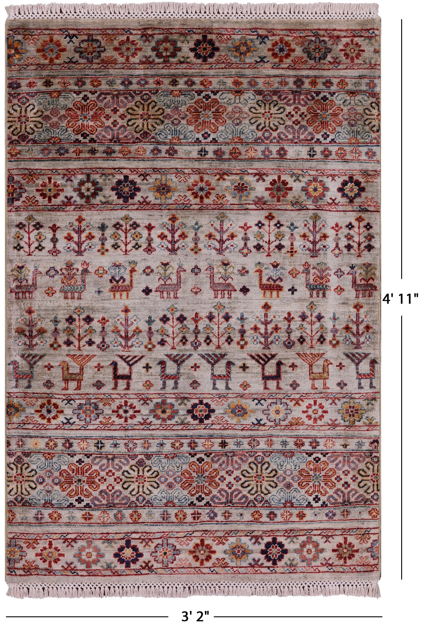 Persian Gabbeh Hand Knotted Wool Area Rug - 3' 2" X 4' 11" - Golden Nile