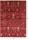 Red Tribal Gabbeh Hand Knotted Wool Area Rug - 5' 7" X 7' 9" - Golden Nile