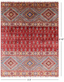 Red Khorjin Persian Gabbeh Hand Knotted Wool Area Rug - 5' 3" X 6' 10" - Golden Nile