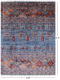 Blue Persian Gabbeh Hand Knotted Wool Area Rug - 5' 8" X 7' 7" - Golden Nile