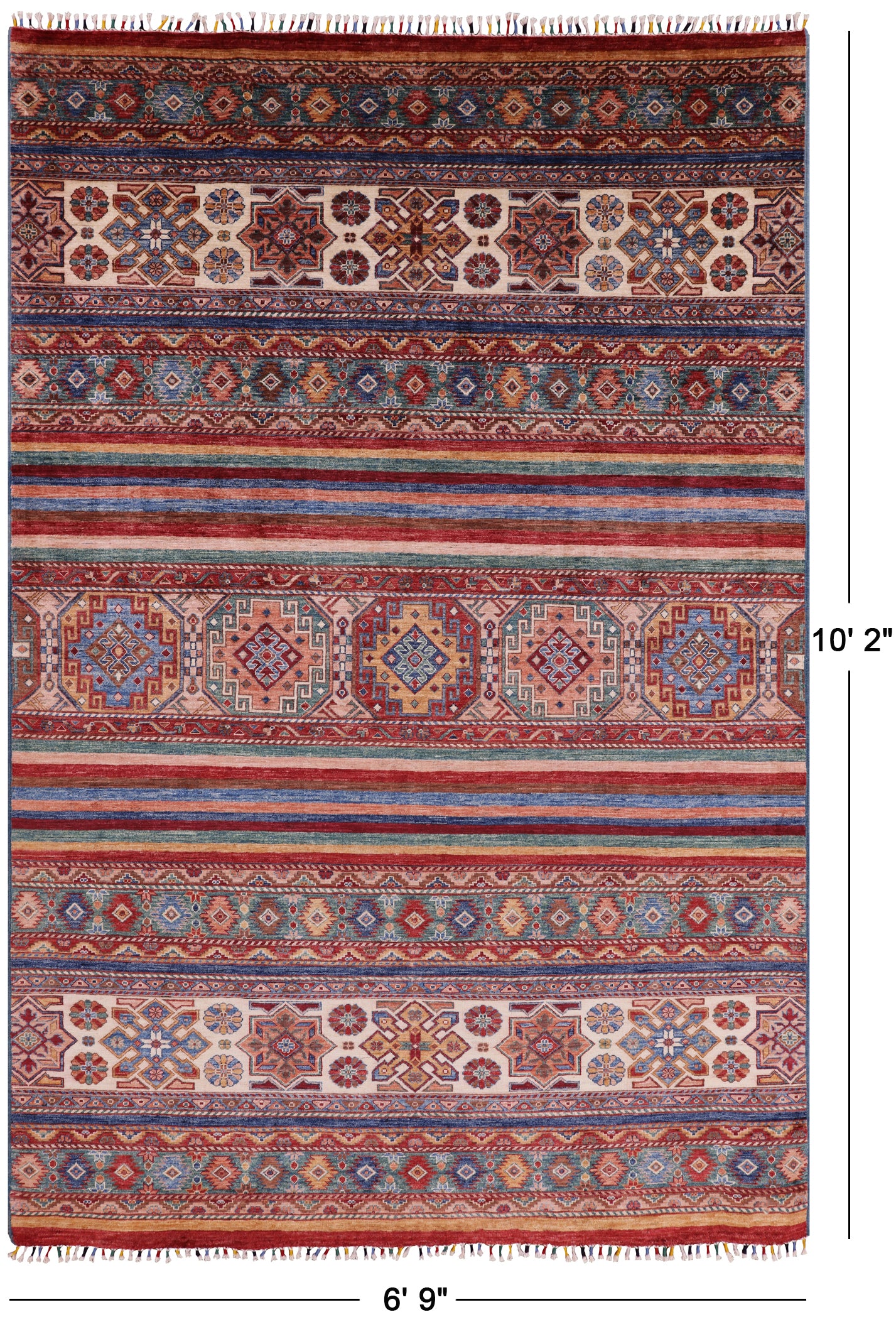 Khorjin Persian Gabbeh Hand Knotted Wool Area Rug - 6' 9" X 10' 2" - Golden Nile