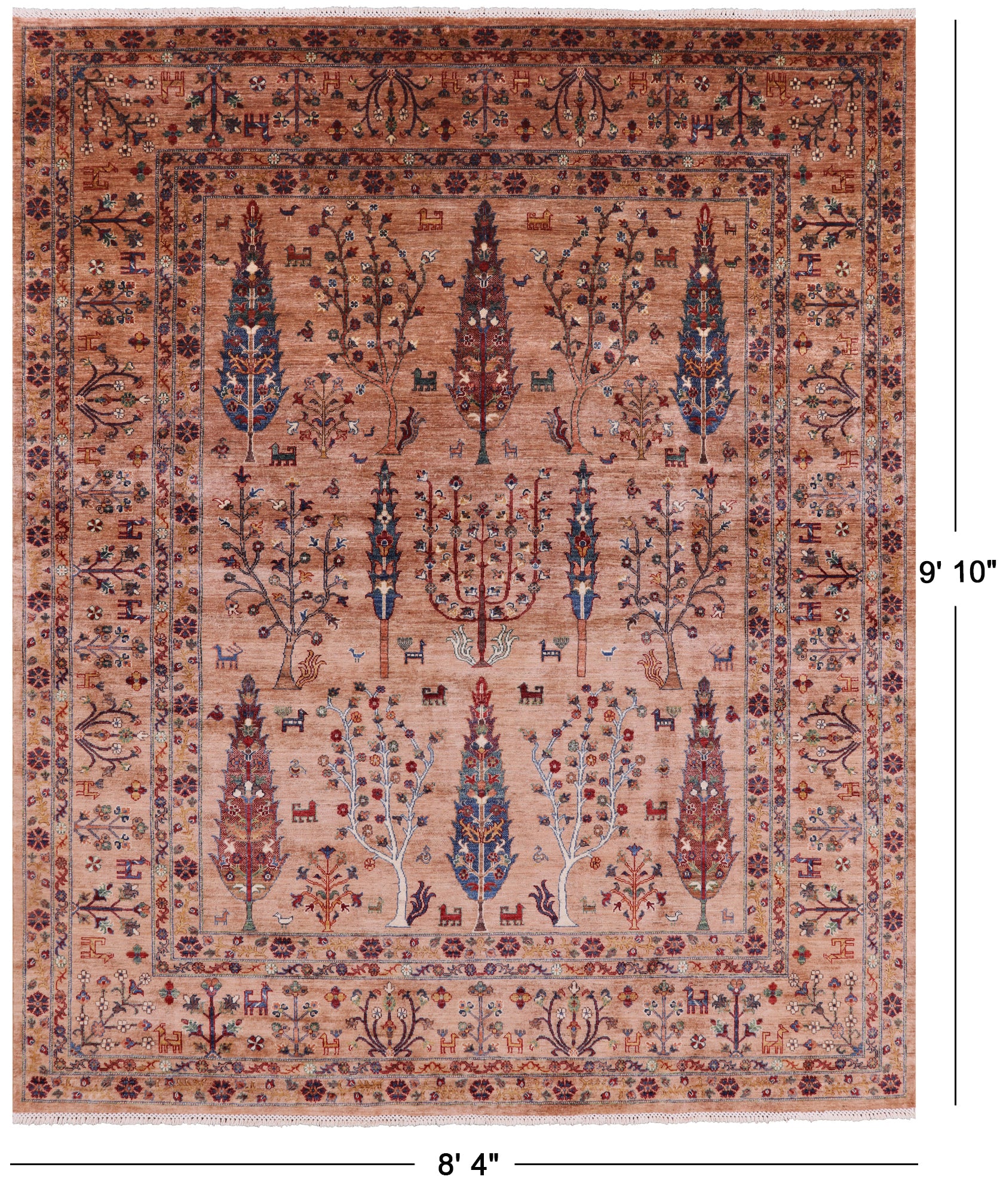 Persian Gabbeh Hand Knotted Wool Area Rug - 8' 4" X 9' 10" - Golden Nile