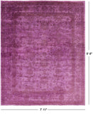 Purple Full Pile Overdyed Hand Knotted Wool Area Rug - 7' 11" X 9' 8" - Golden Nile