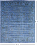 Blue Full Pile Overdyed Hand Knotted Wool Area Rug - 7' 11" X 9' 9" - Golden Nile