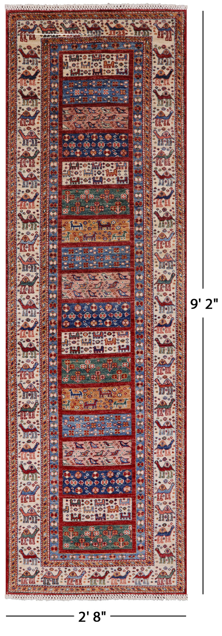 Persian Gabbeh Hand Knotted Wool Runner Rug - 2' 8" X 9' 2" - Golden Nile