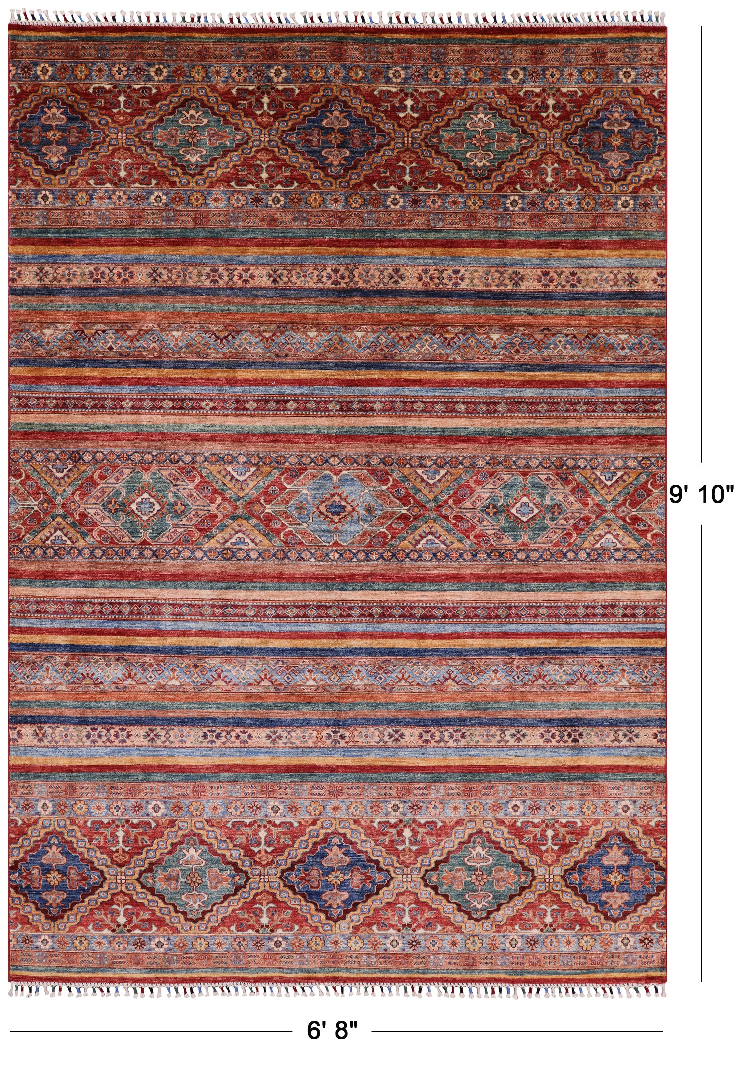 Khorjin Persian Gabbeh Handmade Wool Area Rug - 6' 8" X 9' 10" - Golden Nile