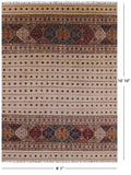 Ivory Khorjin Persian Gabbeh Hand Knotted Wool Rug - 8' 1" X 10' 10" - Golden Nile