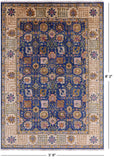 Blue Peshawar Hand Knotted Wool Area Rug - 5' 9" X 8' 2" - Golden Nile