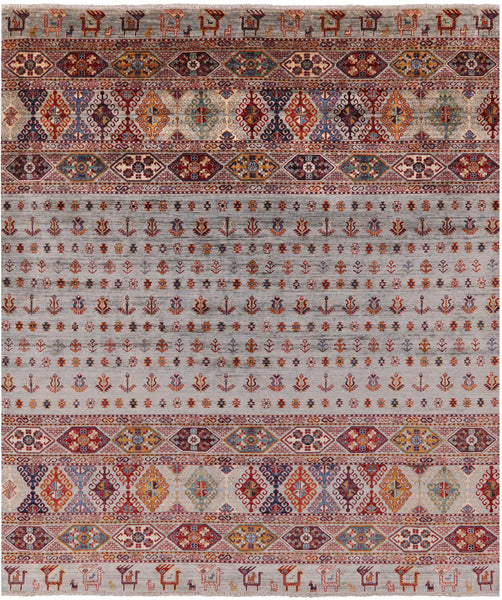 Persian Gabbeh Hand Knotted Wool Area Rug - 8' 2" X 9' 9"