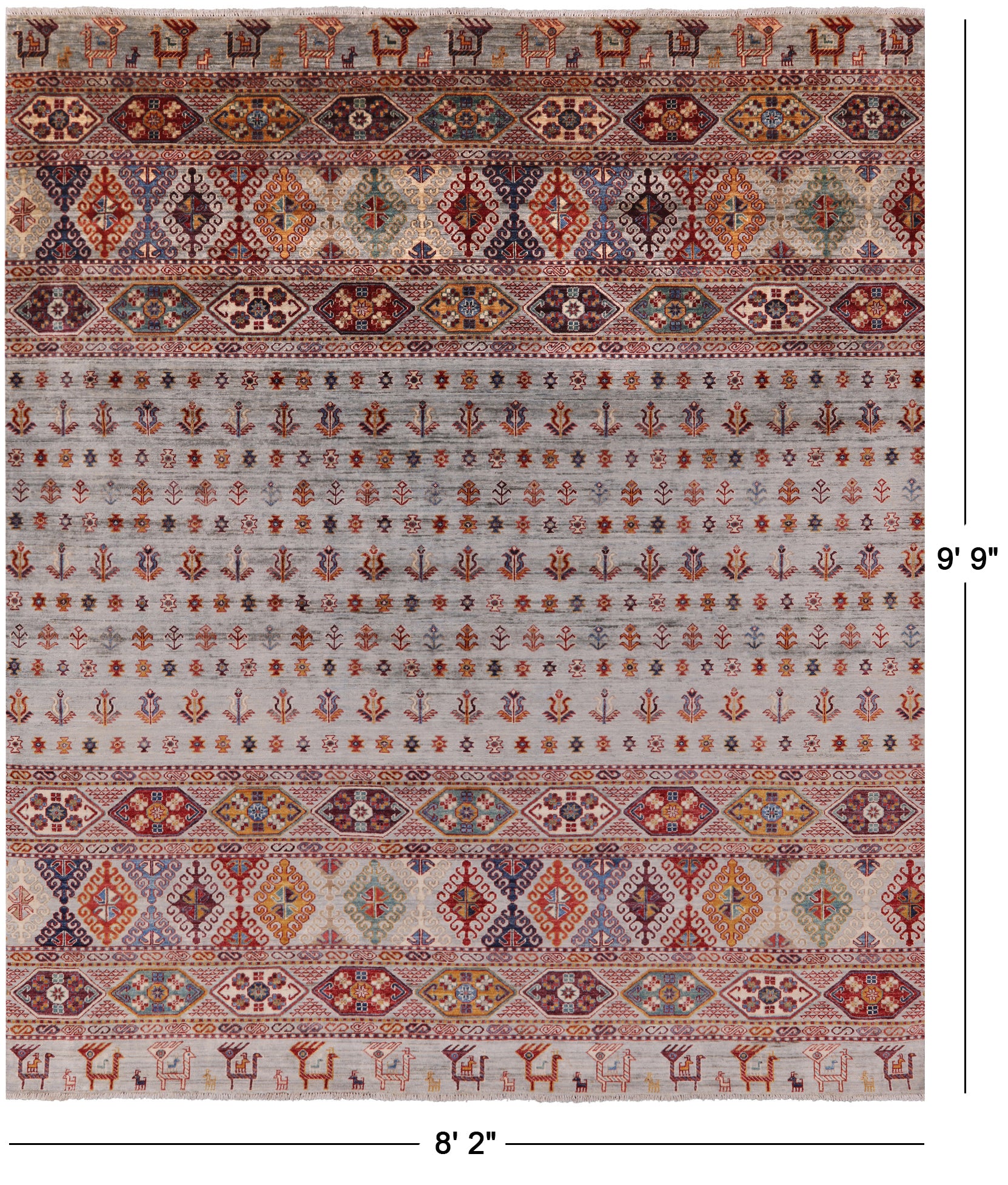Persian Gabbeh Hand Knotted Wool Area Rug - 8' 2" X 9' 9"