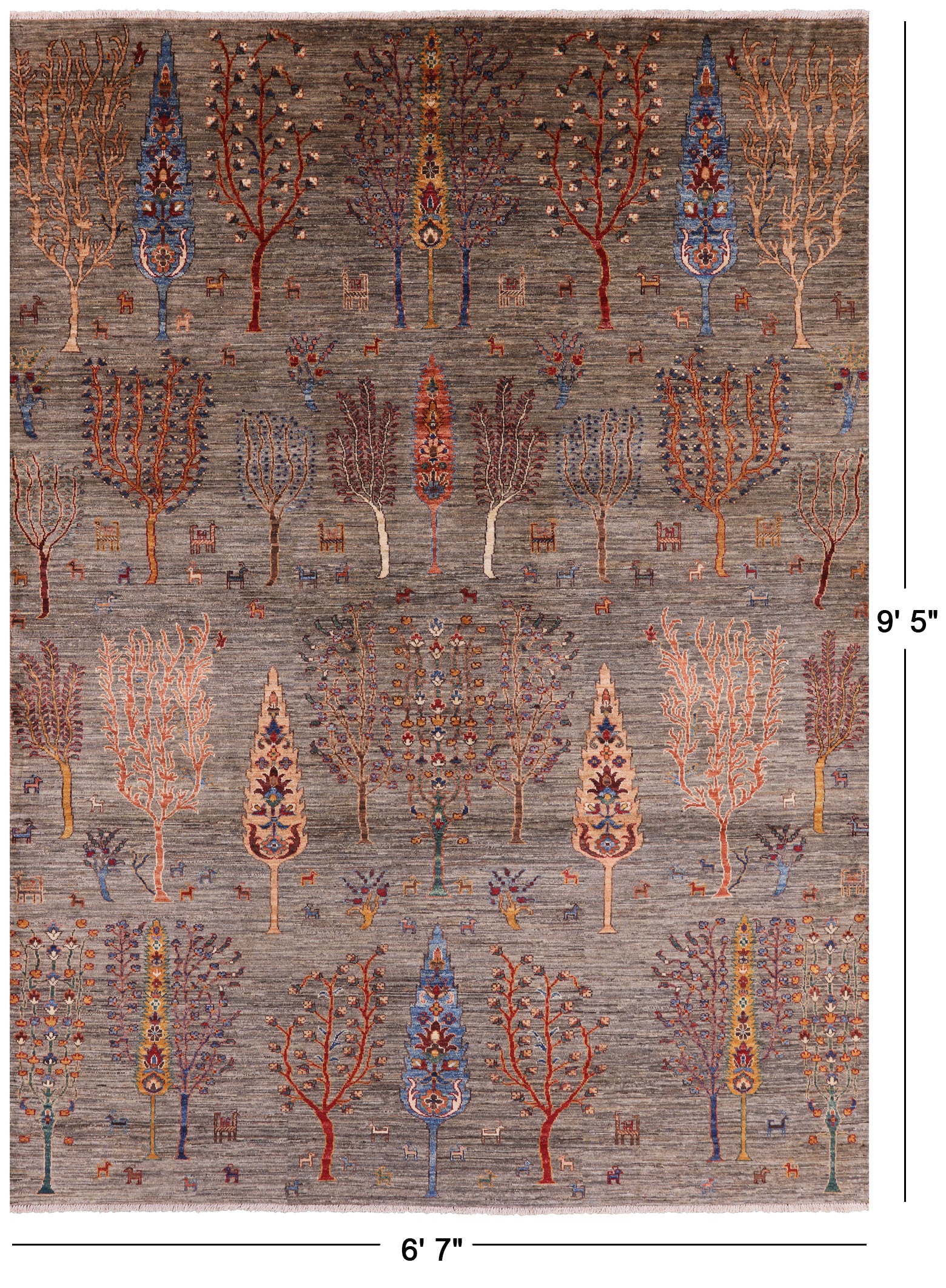 Persian Gabbeh Hand Knotted Wool Area Rug - 6' 7" X 9' 5" - Golden Nile