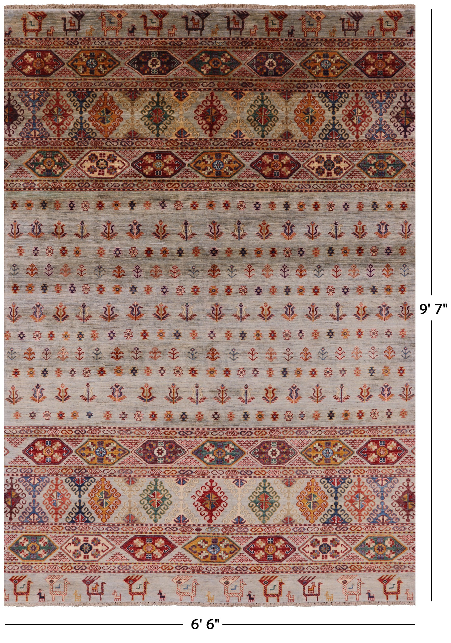 Tribal Persian Gabbeh Hand Knotted Wool Area Rug - 6' 6" X 9' 7" - Golden Nile