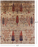 Persian Gabbeh Hand Knotted Wool Area Rug - 5' 0" X 6' 5" - Golden Nile