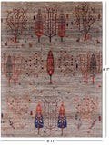 Tribal Gabbeh Hand Knotted Wool Area Rug - 4' 11" X 6' 7" - Golden Nile