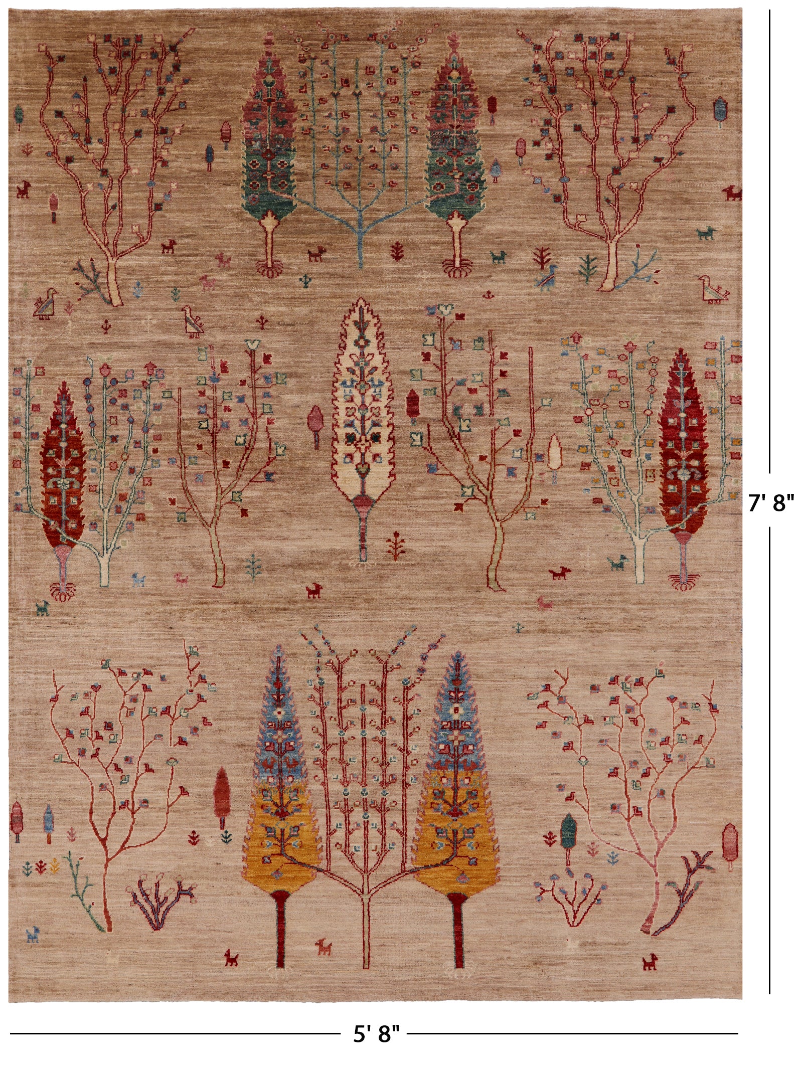 Tribal Persian Gabbeh Hand Knotted Wool Area Rug - 5' 8" X 7' 8" - Golden Nile