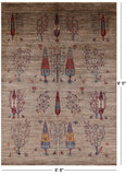 Persian Gabbeh Handmade Wool Area Rug - 6' 8" X 9' 5" - Golden Nile