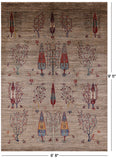Persian Gabbeh Handmade Wool Area Rug - 6' 8" X 9' 5" - Golden Nile