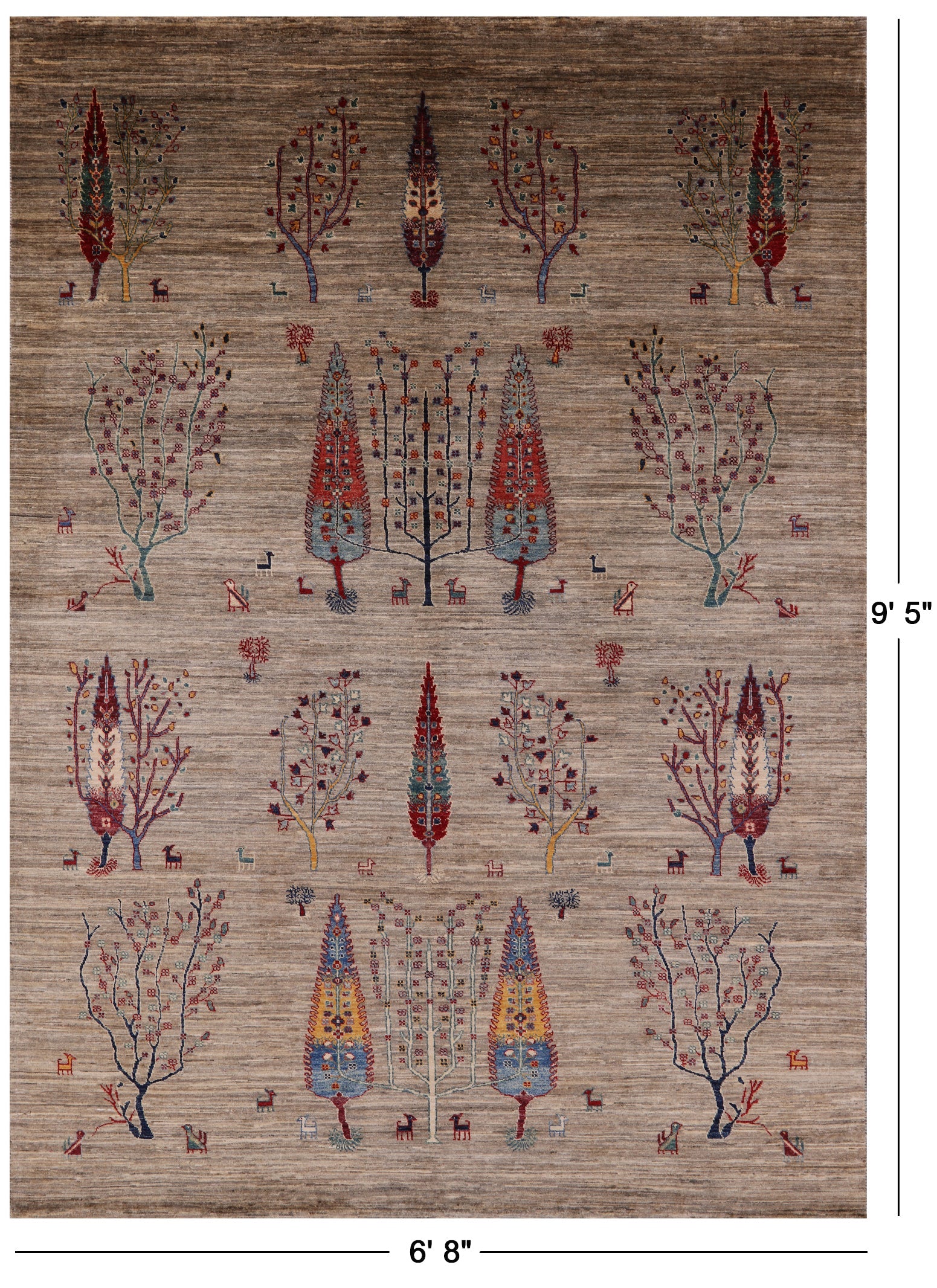Persian Gabbeh Handmade Wool Area Rug - 6' 8" X 9' 5" - Golden Nile