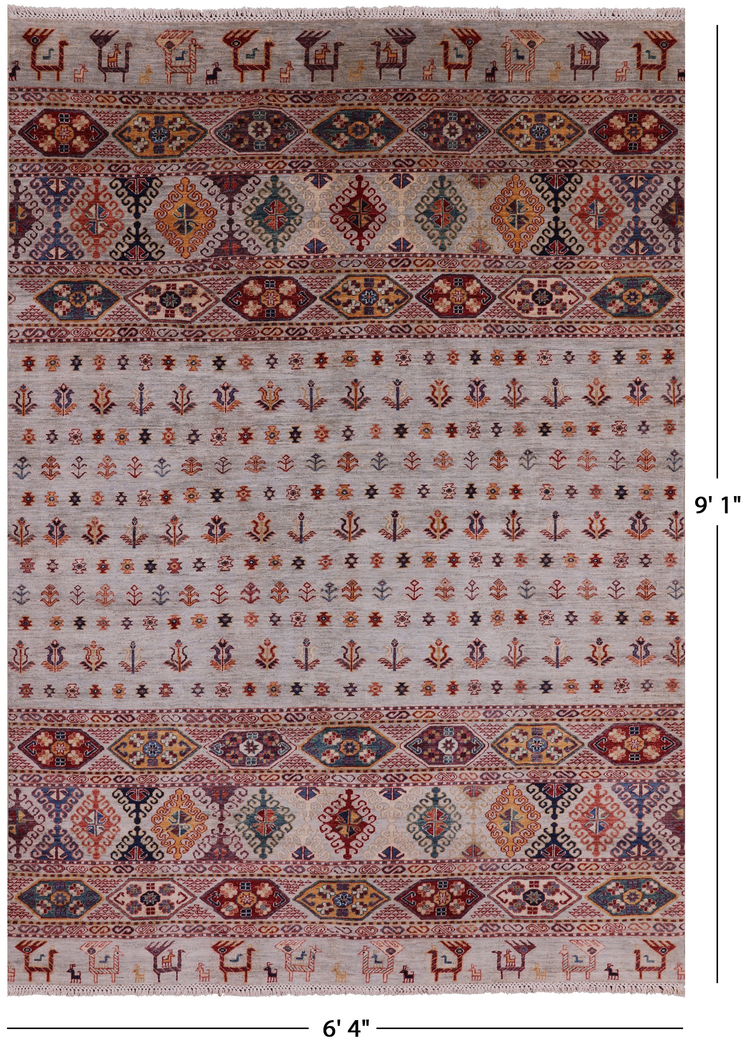 Persian Gabbeh Handmade Wool Area Rug - 6' 4" X 9' 1" - Golden Nile