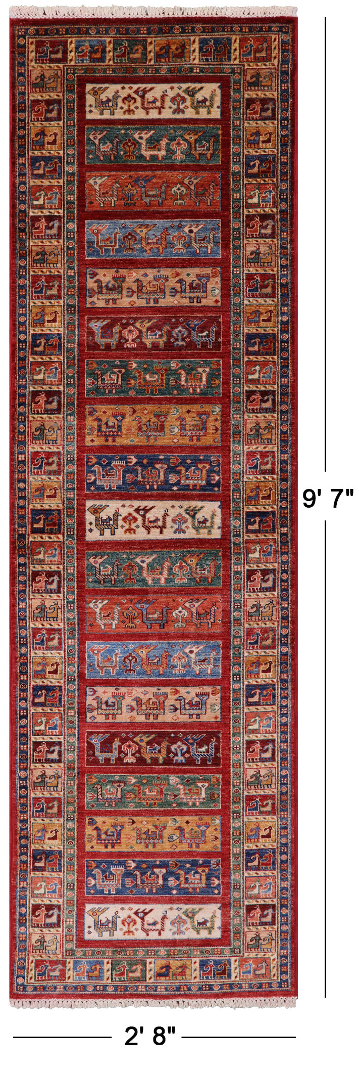 Persian Gabbeh Hand Knotted Wool Runner Rug - 2' 8" X 9' 7" - Golden Nile