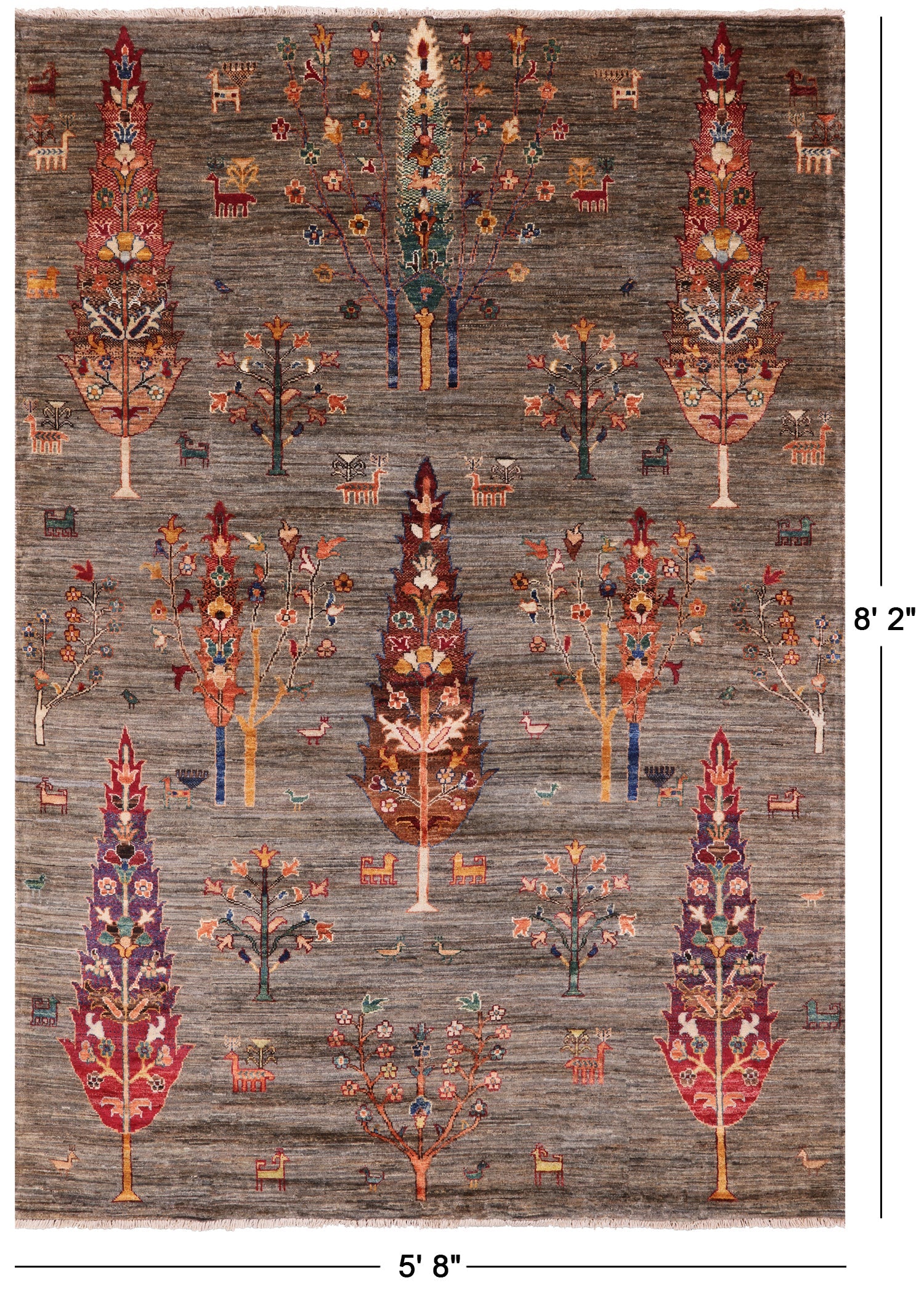 Tribal Persian Gabbeh Handmade Wool Rug - 5' 8" X 8' 2" - Golden Nile