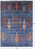 Blue Persian Gabbeh Hand Knotted Wool Area Rug - 5' 8" X 8' 1" - Golden Nile