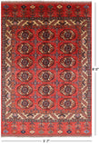 Red Turkmen Ersari Hand Knotted Wool Area Rug - 5' 7" X 8' 0" - Golden Nile
