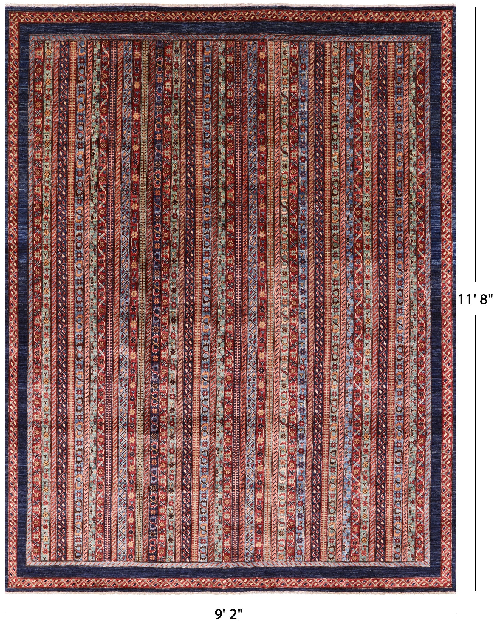 Shall Persian Gabbeh Hand Knotted Wool Area Rug - 9' 2" X 11' 8" - Golden Nile