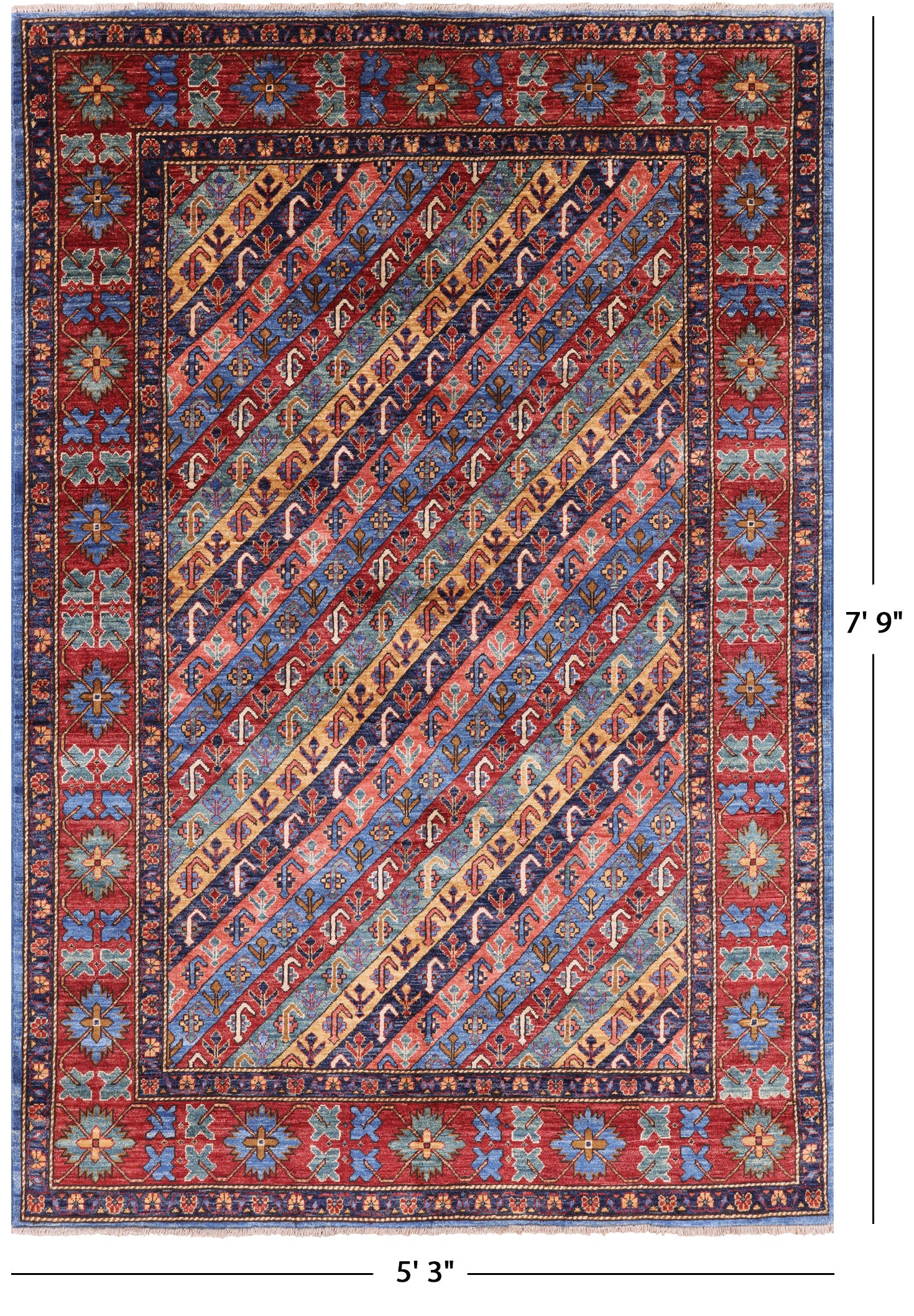 Shall Persian Gabbeh Hand Knotted Wool Area Rug - 5' 3" X 7' 9" - Golden Nile
