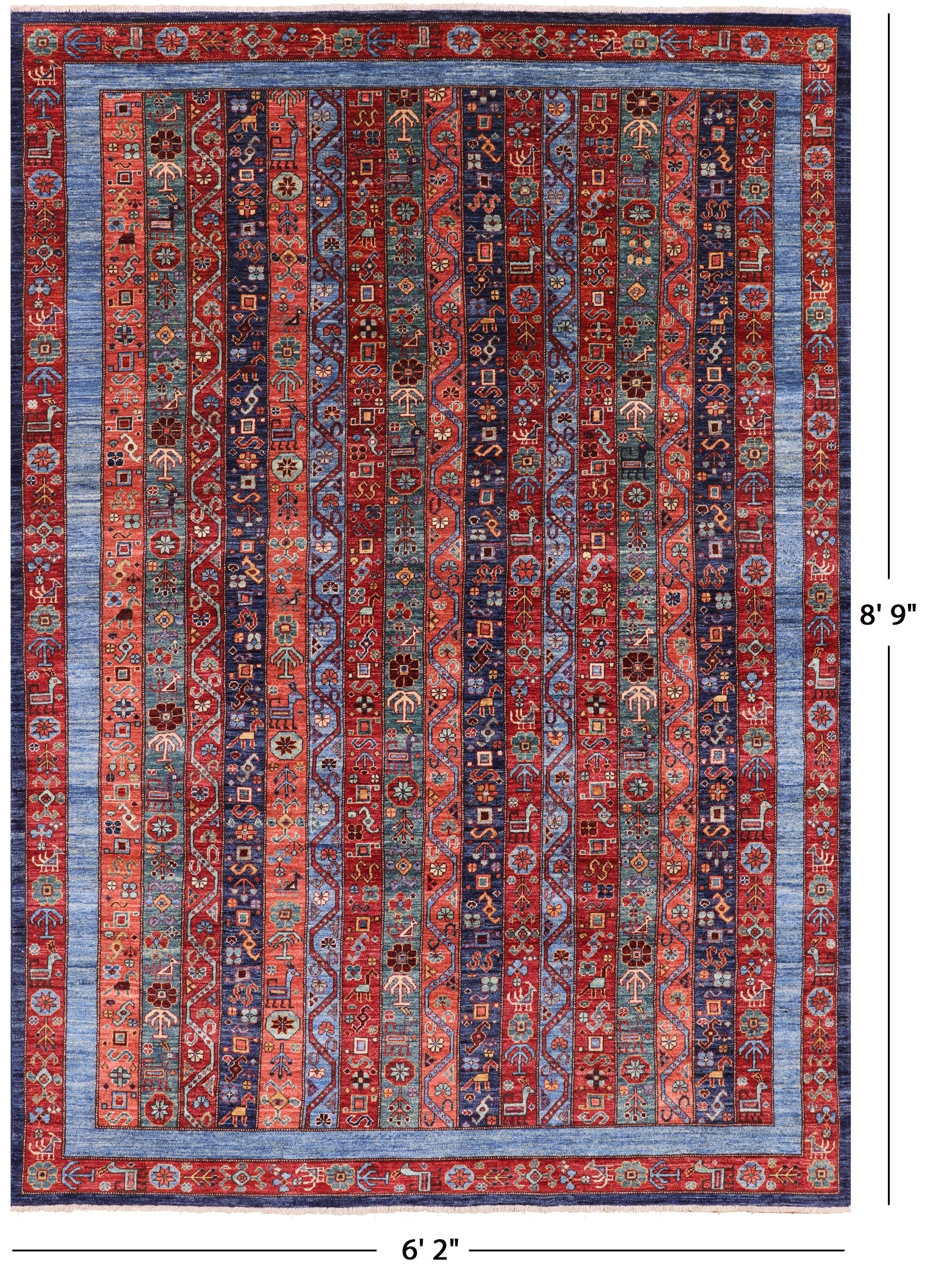 Shall Persian Gabbeh Hand Knotted Wool Area Rug - 6' 2" X 8' 9" - Golden Nile