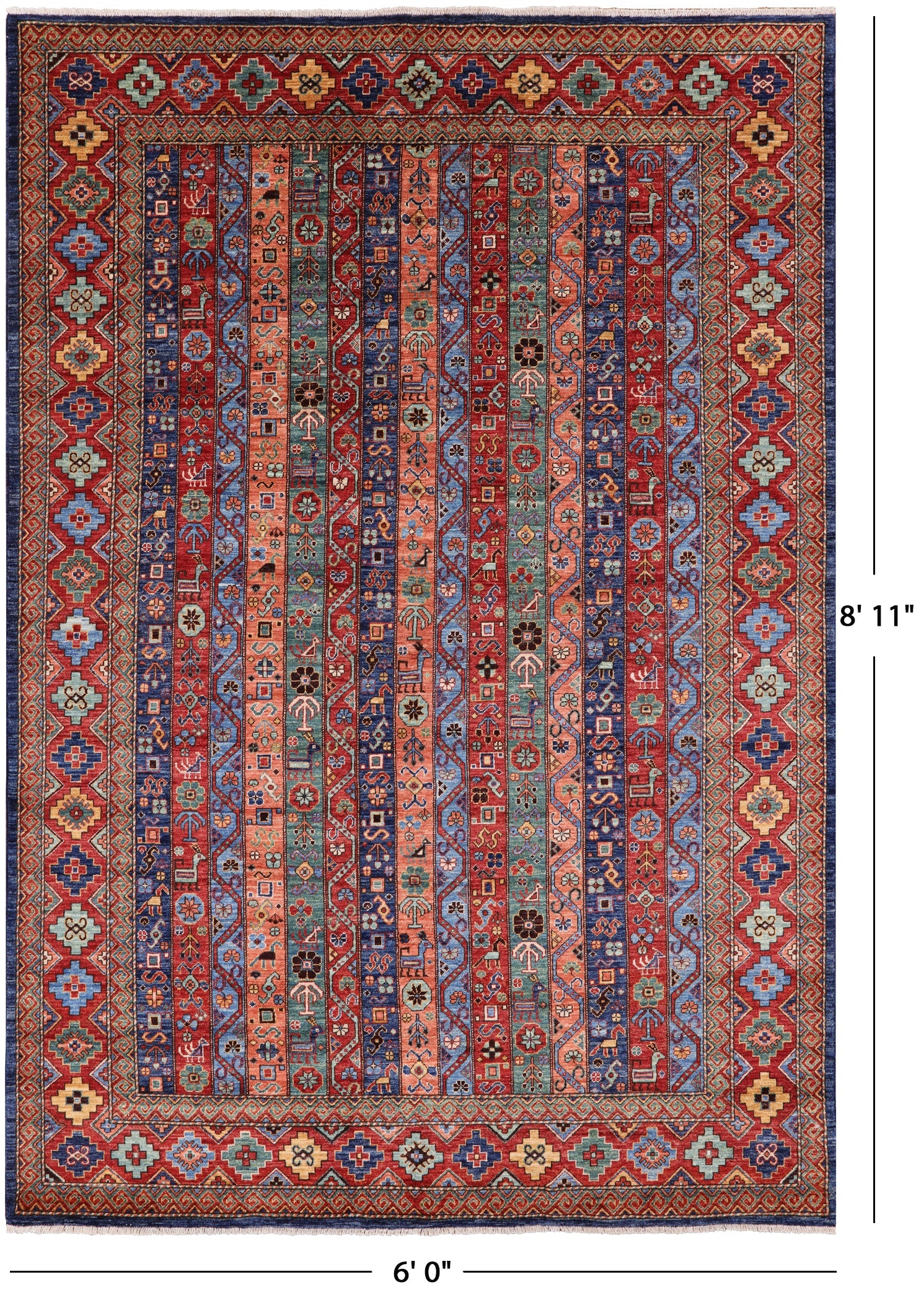 Shall Persian Gabbeh Handmade Wool Area Rug - 6' 0" X 8' 11" - Golden Nile