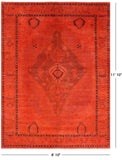 Orange Full Pile Overdyed Hand Knotted Wool Area Rug - 8' 10" X 11' 10" - Golden Nile