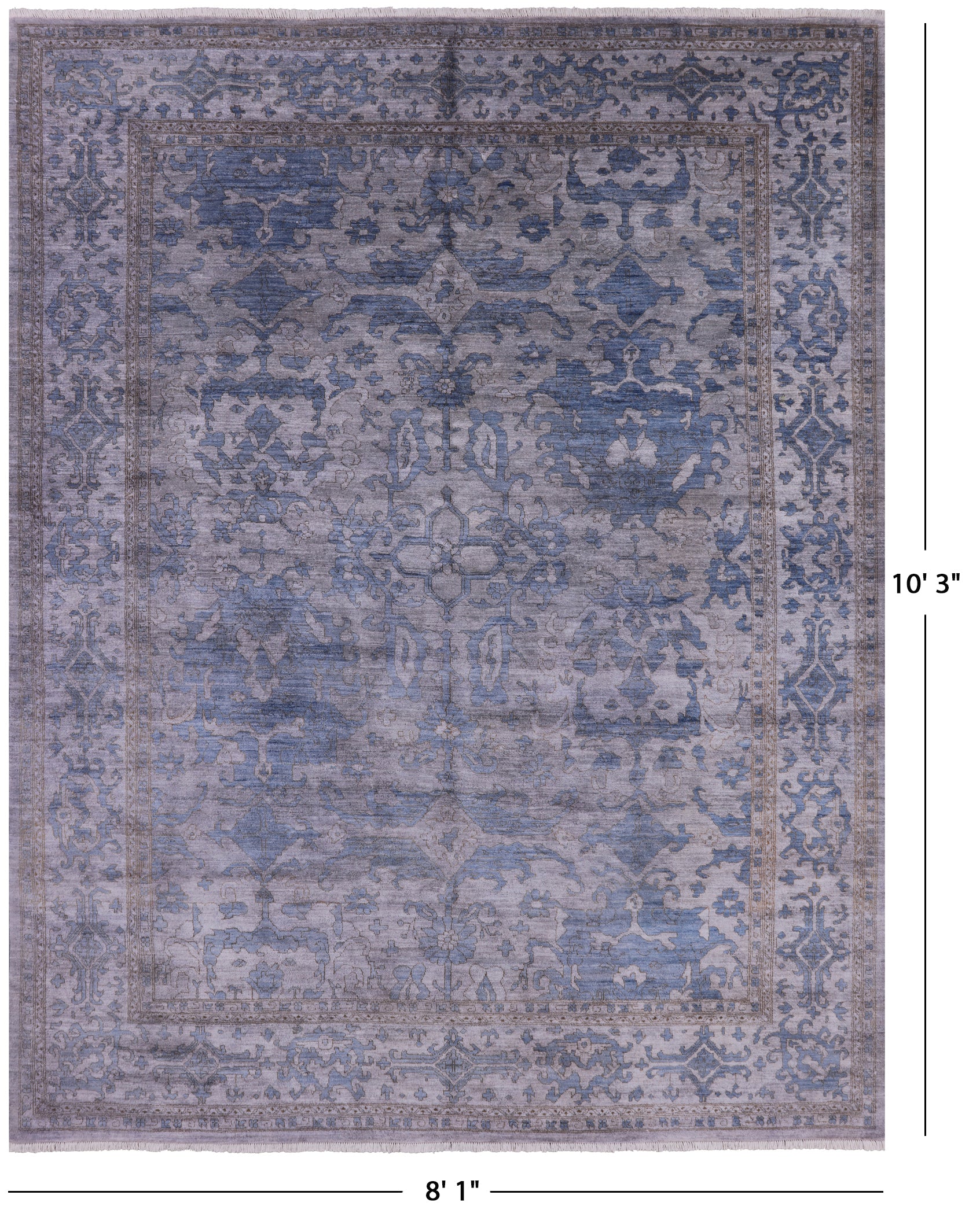 Grey Persian Fine Serapi Handmade Wool Area Rug - 8' 1" X 10' 3" - Golden Nile