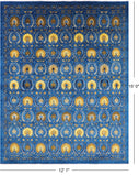 Blue William Morris Hand Knotted Wool Area Rug - 12' 1" X 15' 0" - Golden Nile
