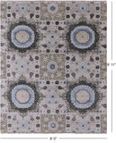 Geometric Persian Mamluk Handmade Wool & Silk Rug - 8' 0" X 9' 11" - Golden Nile