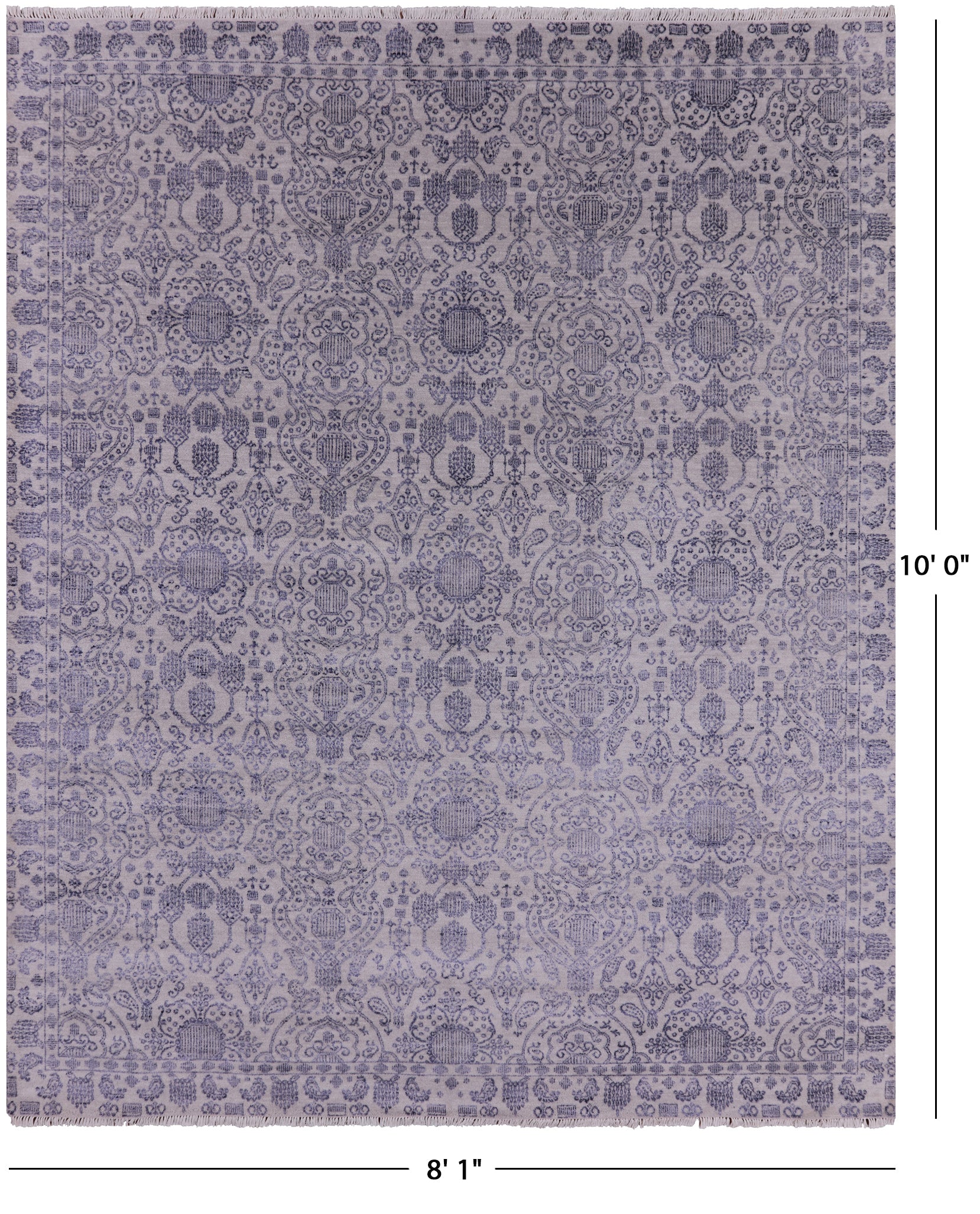 Grey Modern Hand Knotted Wool & Silk Rug - 8' 1" X 10' 0" - Golden Nile
