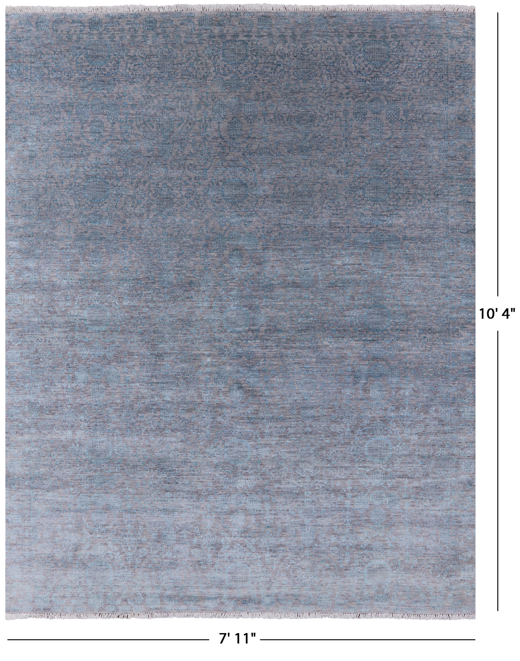 Grey Modern Hand Knotted Wool & Silk Rug - 7' 11" X 10' 4" - Golden Nile