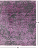 Grey Modern Hand Knotted Wool & Silk Rug - 8' 0" X 10' 0" - Golden Nile