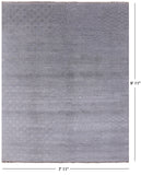 Grey Modern Handmade Wool & Silk Rug - 7' 11" X 9' 11" - Golden Nile