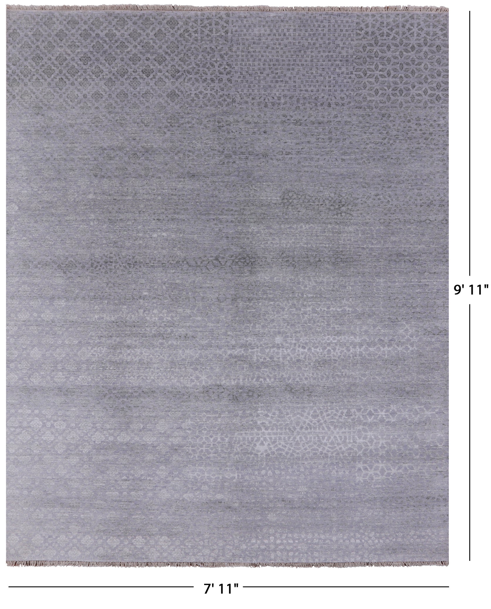 Grey Modern Handmade Wool & Silk Rug - 7' 11" X 9' 11" - Golden Nile